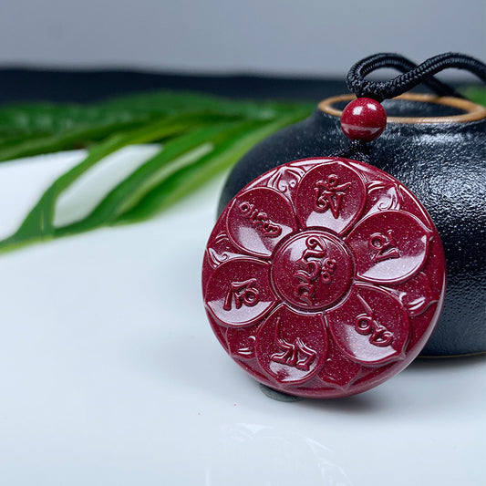 Cinnabar Six - character Mantra Blessing Pendant