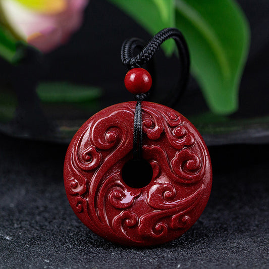 Cinnabar Auspicious Cloud Peace Charm Pendant