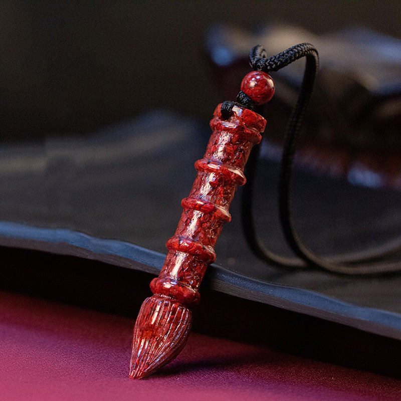 Crystal Cinnabar Wenchang Luck Charm