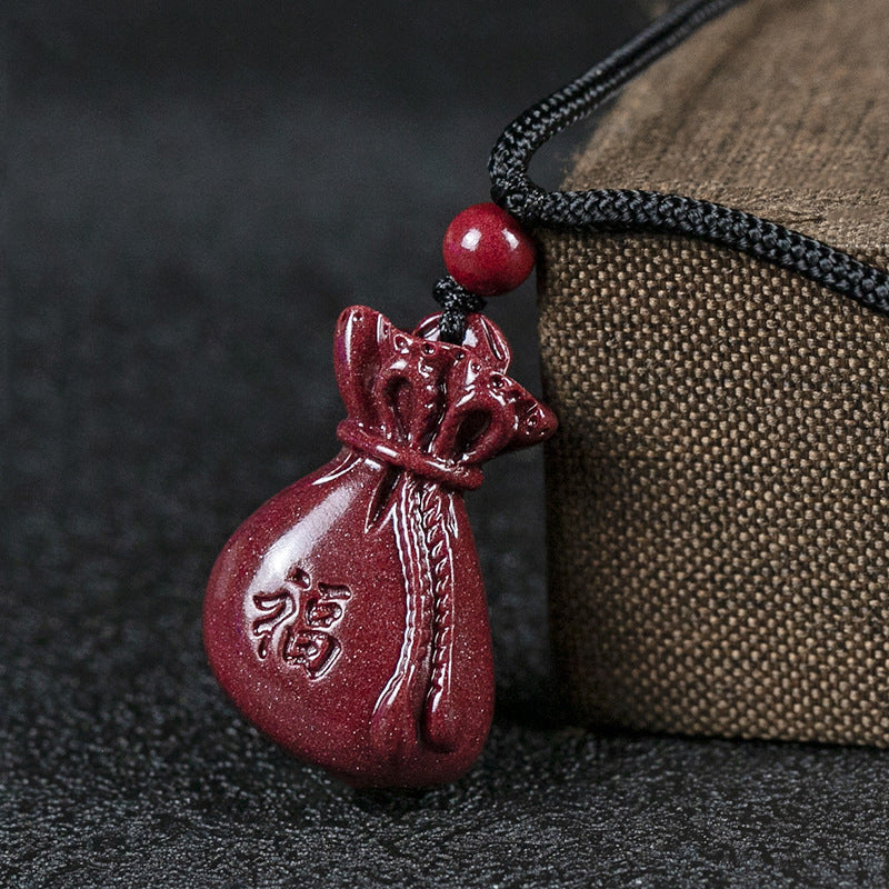 Cinnabar Good - luck Pouch Pendant