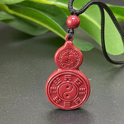 Cinnabar Safety Gourd with Bagua Charm