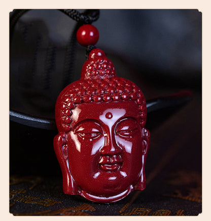 Gorgeous Purple Cinnabar Buddha Head Pendants Exquisite Symbol of Peace and Wisdom