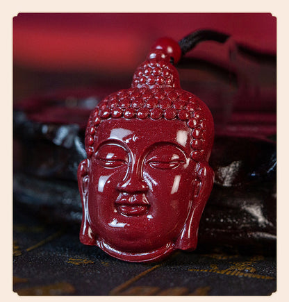 Gorgeous Purple Cinnabar Buddha Head Pendants Exquisite Symbol of Peace and Wisdom