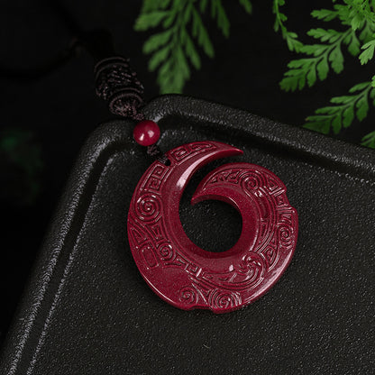 Auspicious - pattern cinnabar charm