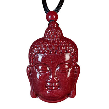 Gorgeous Purple Cinnabar Buddha Head Pendants Exquisite Symbol of Peace and Wisdom