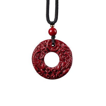 Gorgeous Cinnabar Pixiu Peace - Button Pendants Auspicious Emblems of Safety and Prosperity