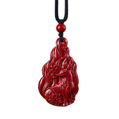 Enchanting Cinnabar Nine - tailed Fox Pendants Symbols of Beauty and Good Fortune