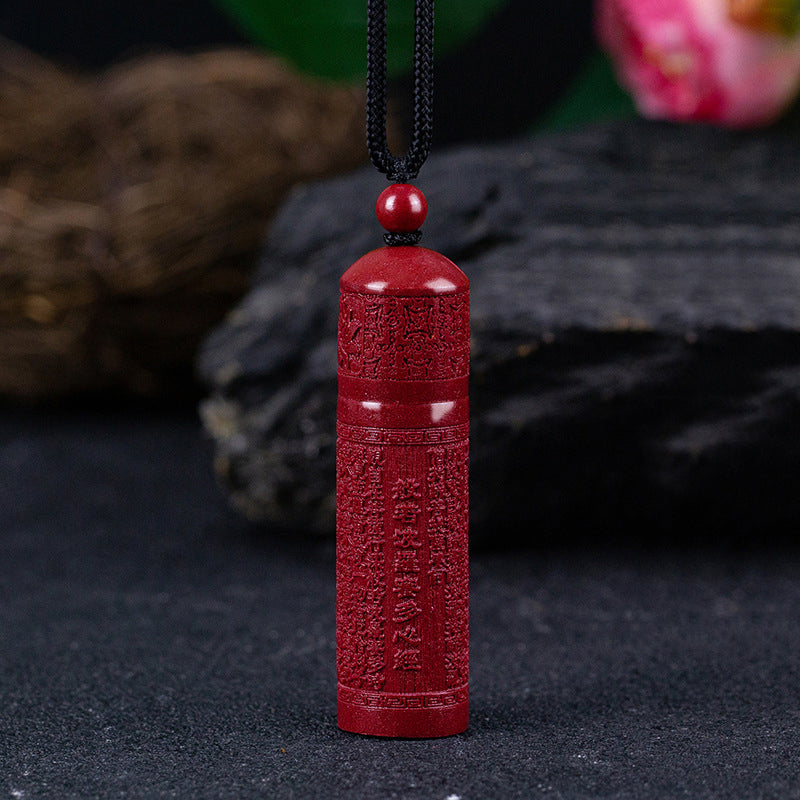 Stunning Cinnabar Heart Sutra Pendants Spiritual Treasures with Profound Meaning