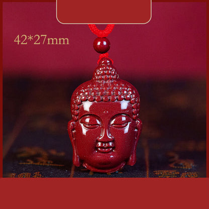 Gorgeous Purple Cinnabar Buddha Head Pendants Exquisite Symbol of Peace and Wisdom