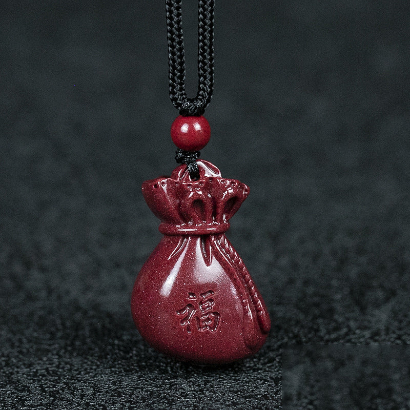 Distinctive Cinnabar Fortune Bag Pendants-Exquisite Tokens of Abundant Blessings and Prosperity