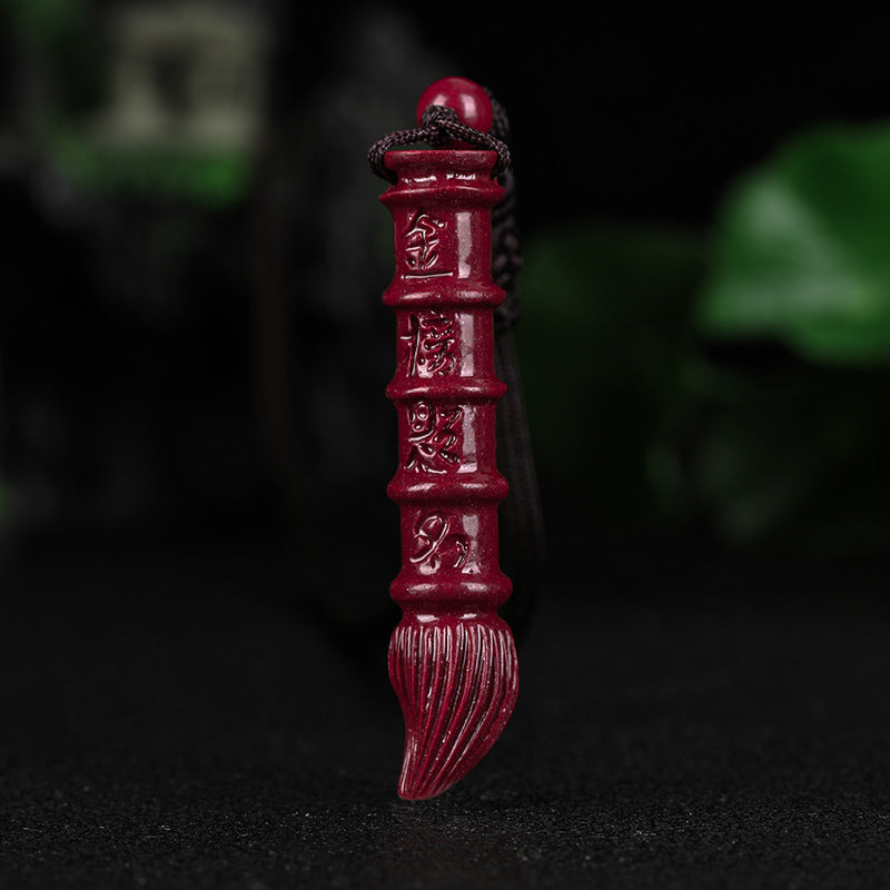 Unique Cinnabar Wenchang Brush Pendants - Symbol of Wisdom and Success