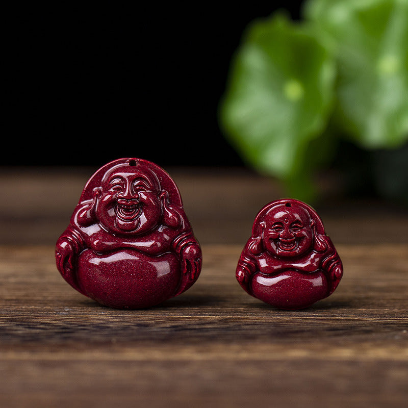 Exquisite Cinnabar Laughing Buddha Pendants - Emblems of Joy and Prosperity