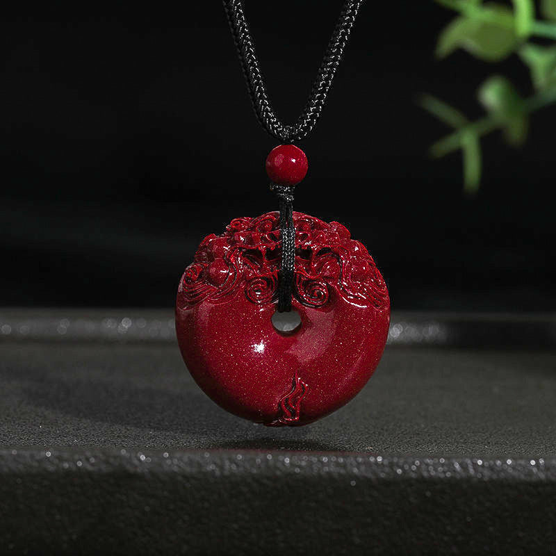 Alluring Cinnabar Pixiu Peace - Button Pendants-Guardians of Safety and Wealth