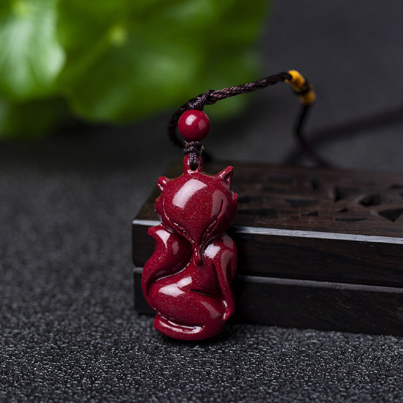 Enchanting Cinnabar Fox Pendants - Charms of Grace and Good Fortune