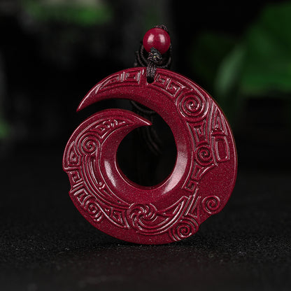 Enigmatic Swirl - Shaped Cinnabar Pendants Spin into a World of Good Fortune