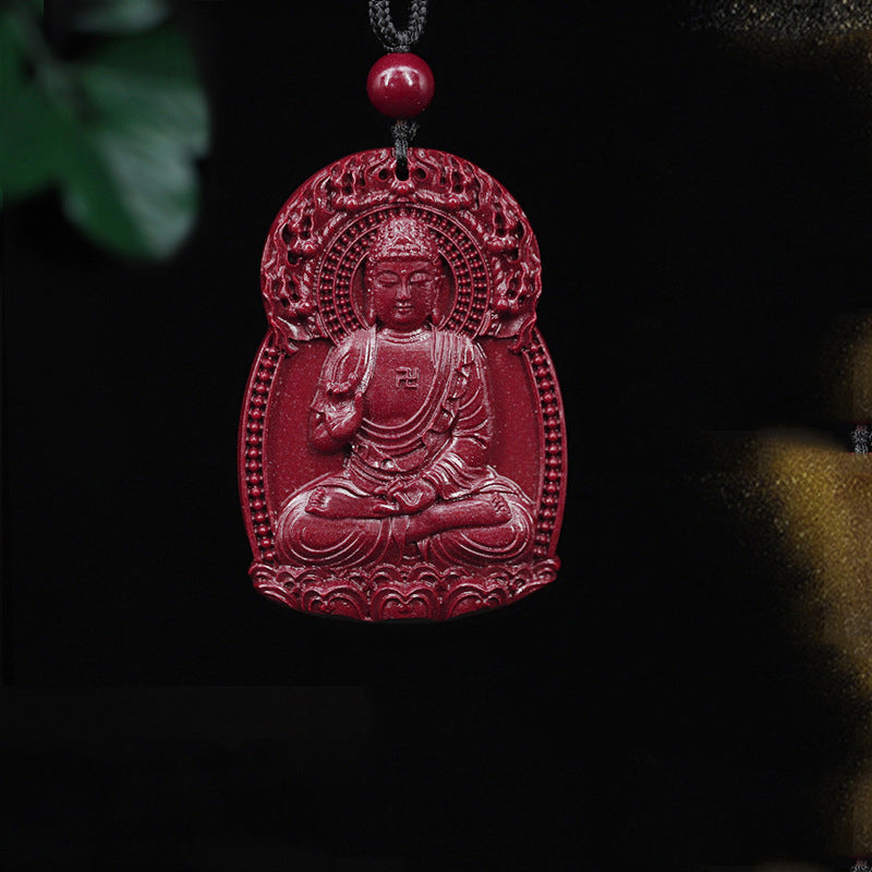 Exquisite Cinnabar Zodiac Guardian Buddha Pendants-Unique Spiritual Amulets with Intricate Carvings