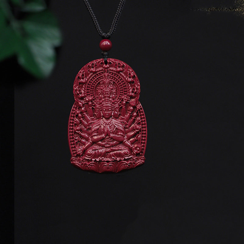 Exquisite Cinnabar Zodiac Guardian Buddha Pendants-Unique Spiritual Amulets with Intricate Carvings