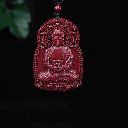 Exquisite Cinnabar Zodiac Guardian Buddha Pendants-Unique Spiritual Amulets with Intricate Carvings