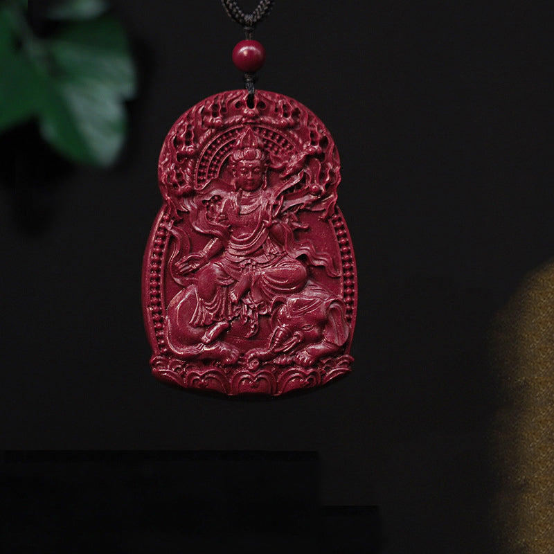 Exquisite Cinnabar Zodiac Guardian Buddha Pendants-Unique Spiritual Amulets with Intricate Carvings