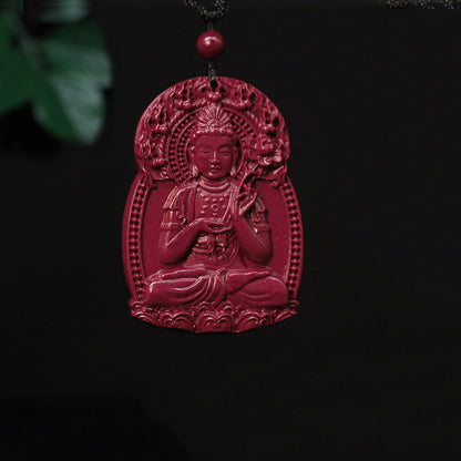 Exquisite Cinnabar Zodiac Guardian Buddha Pendants-Unique Spiritual Amulets with Intricate Carvings